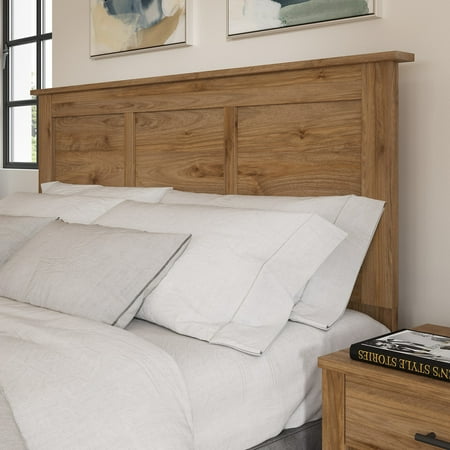 Bush Furniture Queen Ash Grey Headboard Fresh Walnut Walnut Finish