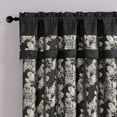 thumbnail image 3 of Chezmoi Collection Kelsey 4-Piece Black Gold Jacquard Floral Hibiscus Window Curtain/Drape Set Sheer Backing, Tieback, Valance, 3 of 6