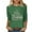 1Green, variant on Women's Christmas Printed Tshirts Tops Cute Trendy 3/4 Length Sleeve Round Neck Shirts Loose Fit Pullover Blouses