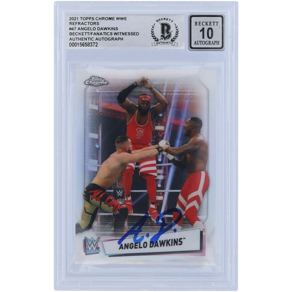 Angelo Dawkins WWE Autographed 2021 Topps Finest Refractors #42 Beckett Fanatics Witnessed Authenticated 10 Card - Fanatics Authentic Certified