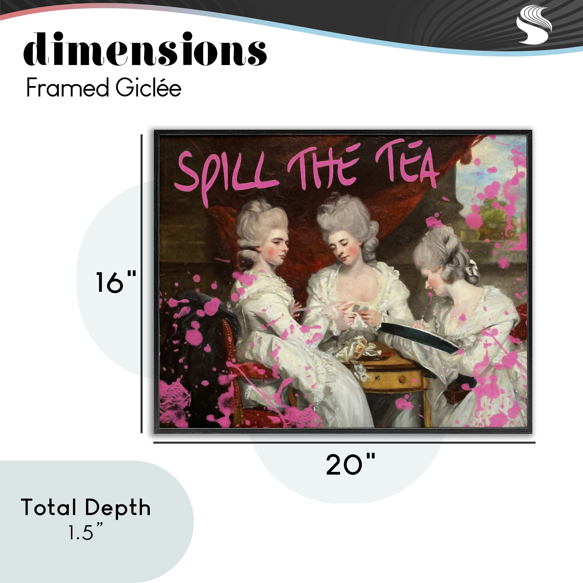 Stupell Industries Spill The Tea Iconic Ladies Black Framed Giclee Art, design by Grotto Studios