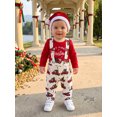 thumbnail image 5 of Cjfdfy Newborn Baby Boy Christmas Outfit Red Truck Tree Print Long Sleeve Romper And Print Overalls And Santa Hat 3Pcs Infant Cute My First Christmas Fall Winter Clothes 0-18M, 5 of 9