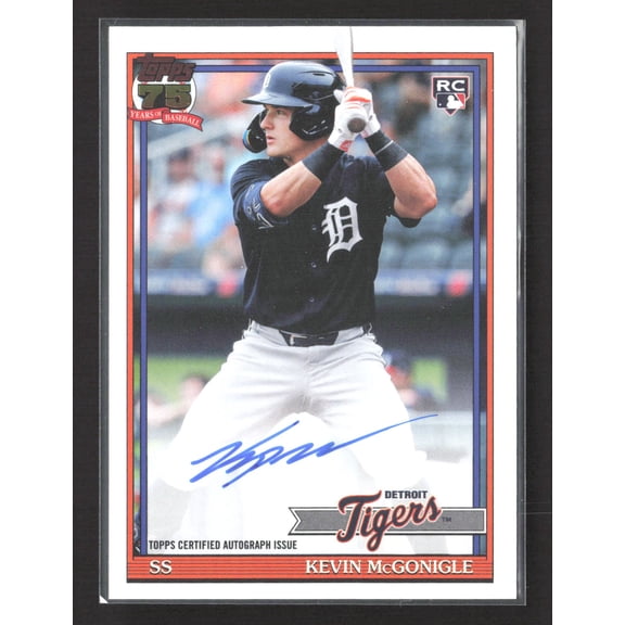 2026 Topps Baseball Kevin McGonigle 91B2-KMC RC Auto Detroit Tigers Baseball Card Detroit Tigers MLB Autographed Baseball Trading Card