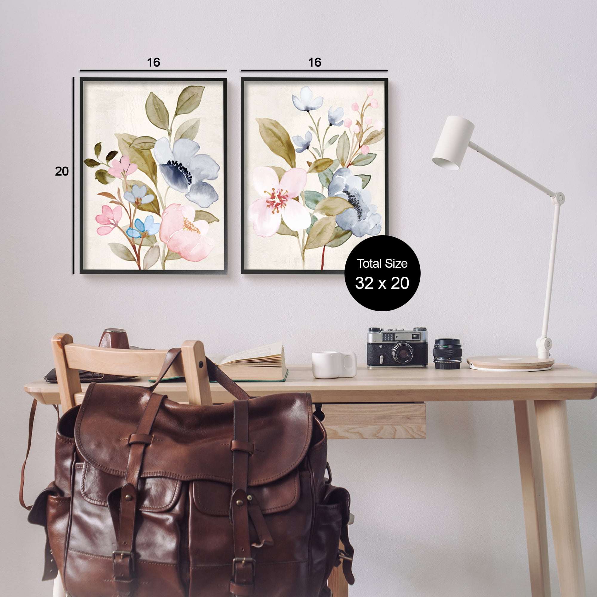 Stupell Industries Soft Pastel Florals Botanical & Floral Painting Black Framed Art Print Wall Art, 16 x 20