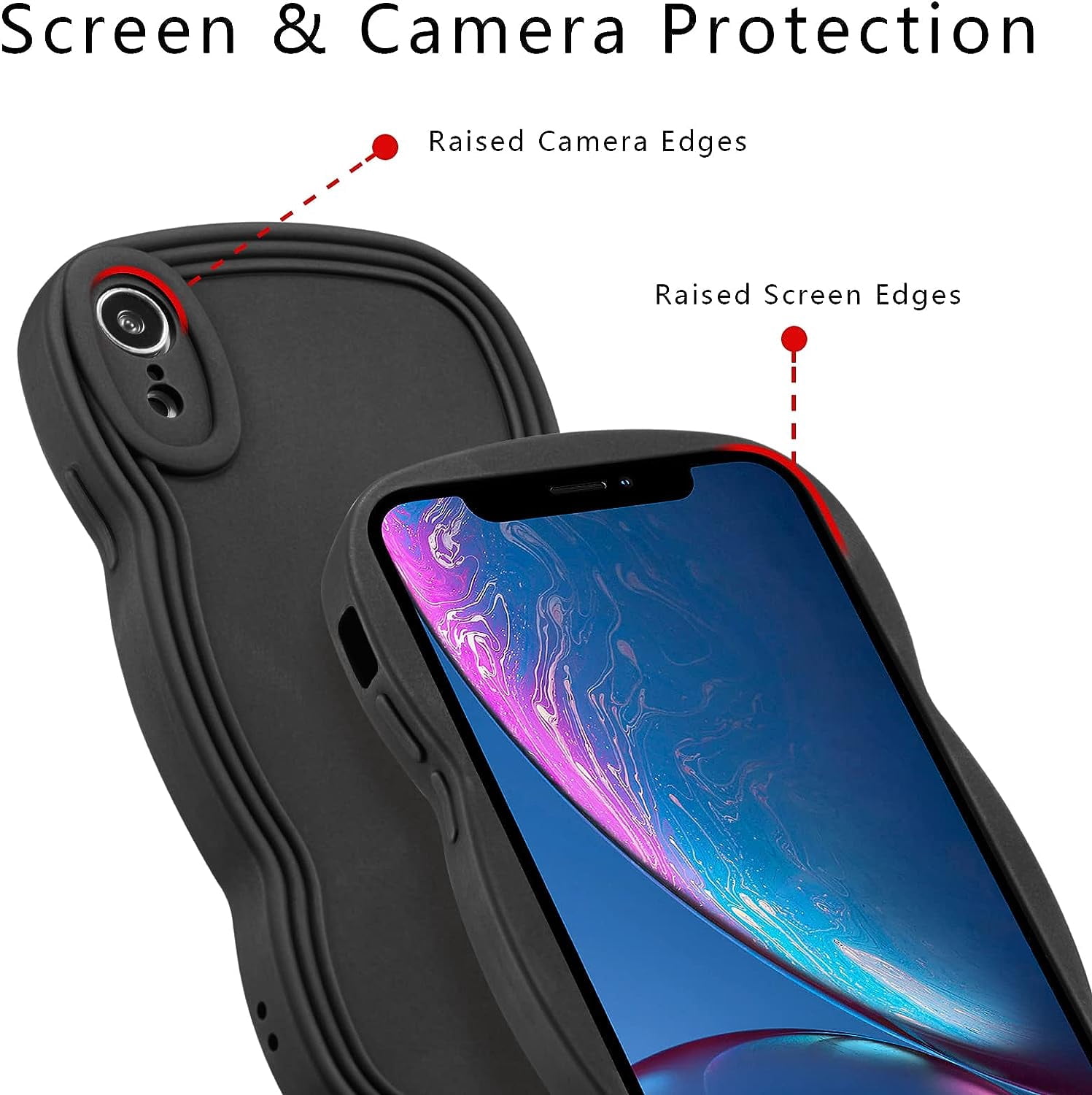Topme Silikon Handyhülle Für IPhone XR (6.1 Zoll) – Weiche TPU Schutzhülle In Schwarz Mit Erhöhtem Rand