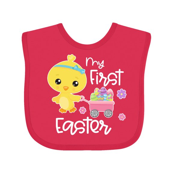 Inktastic My 1st Easter with Baby Chick and Eggs in Wagon Boys or Girls Baby Bib