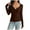 Brown, variant on Women's Casual Long Sleeve V-Neck Pullover Blouse with Ruched Bust Detail and Solid Color Women's Pullover Tops