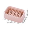 thumbnail image 3 of Oleegame 1PC Spoon And Lid Rest Bathroom Double Layer Grid Drain Soap Box Dish Storage Case Holder Container Double Layer Grid Design Storage Pink, 3 of 4