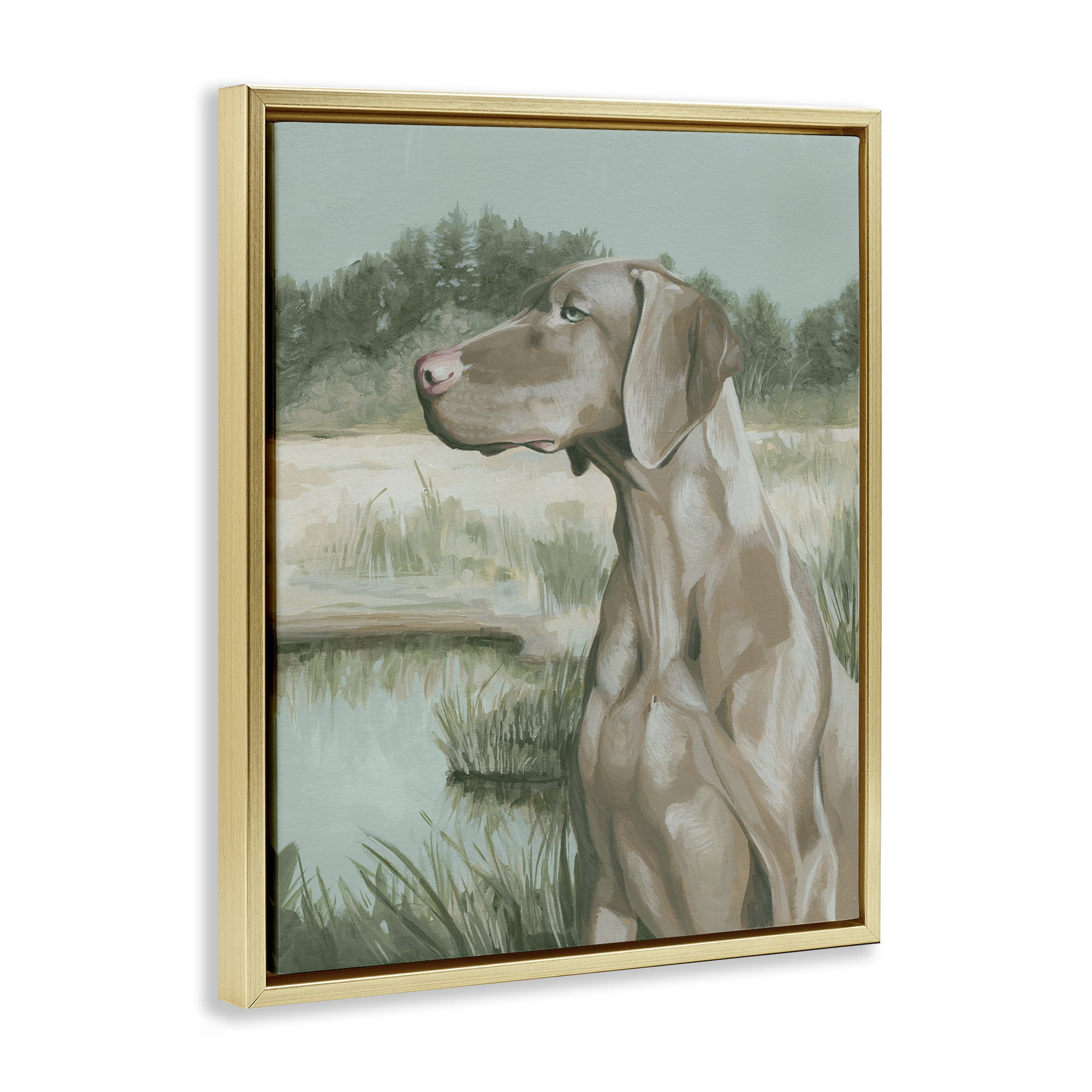 Stupell Industries Stoic Labrador Landscape Animals & Insects Painting Gold Floater Framed Canvas Art Print Wall Art, 25 x 31