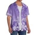 thumbnail image 2 of Pofeuu Snowflakes Print Mens Casual Short Sleeve Shirts Beach Summer Spread Collar Pocket Tops Men's Casual Short-sleeved Shirt-Large, 2 of 5