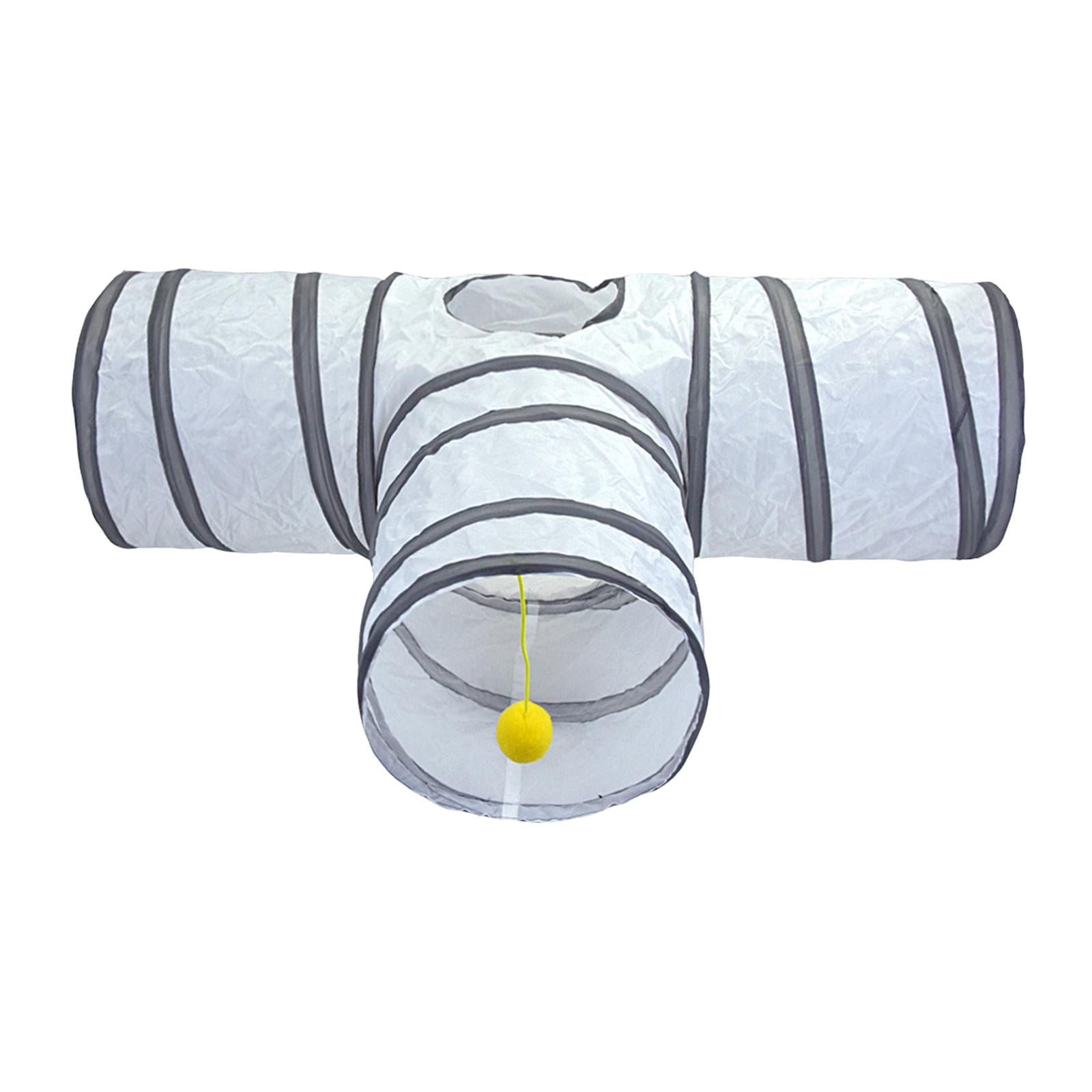 Collapsible Cat Tunnel Tube T Shape Pet Tunnel Scratch Resistant with Top Hole, with Play Ball, Kitten Playing Toy for Cats Indoor Exercising