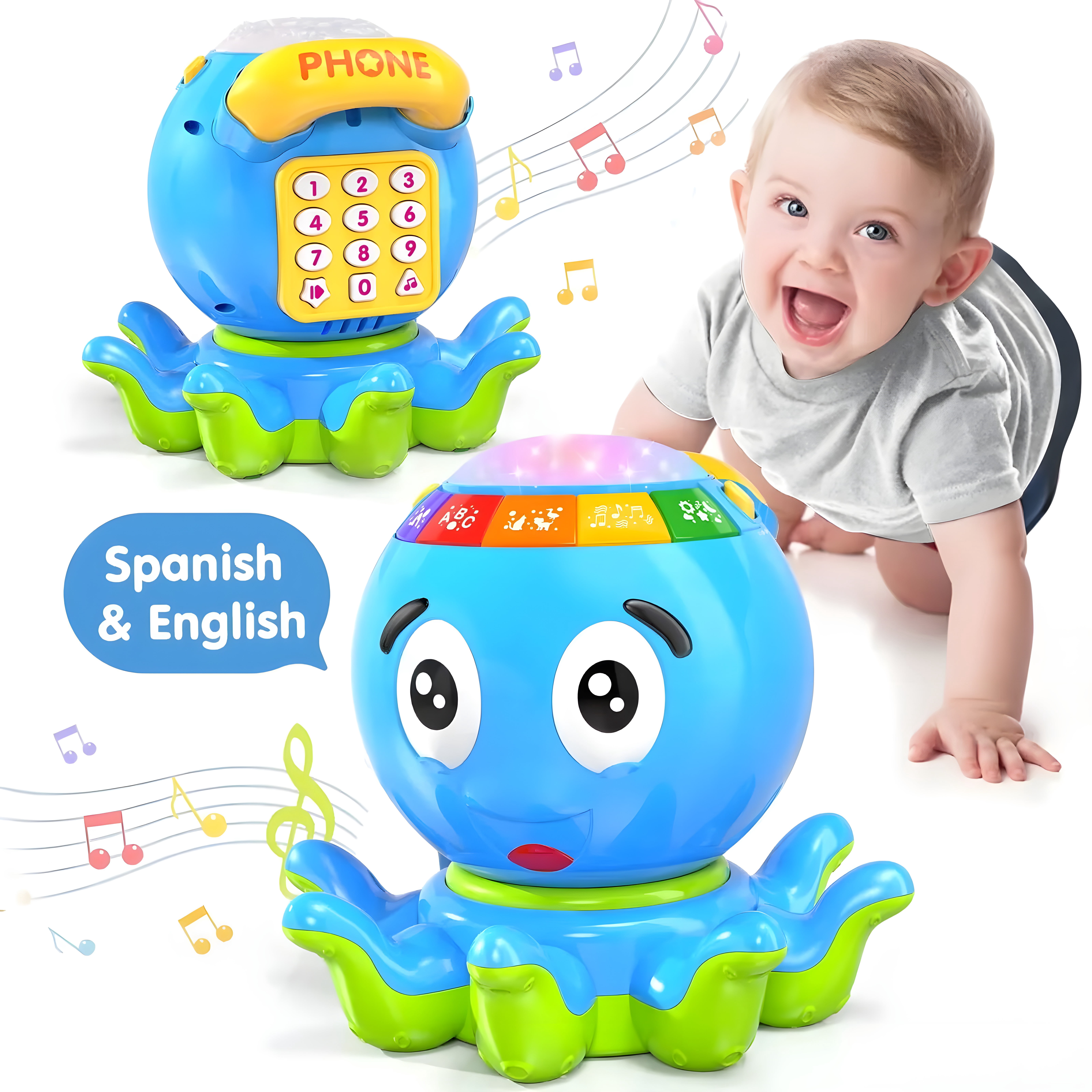 MOONTOY Baby Toys 6-12 Months, Crawling Toys for 3 4 5 6 7 8 9 10 11 12 Months, Infant Light up Music Toys Tummy Time Early Learning Educational Toy 12-18 Months Toddler 1st Boys Girls Birthday Gifts