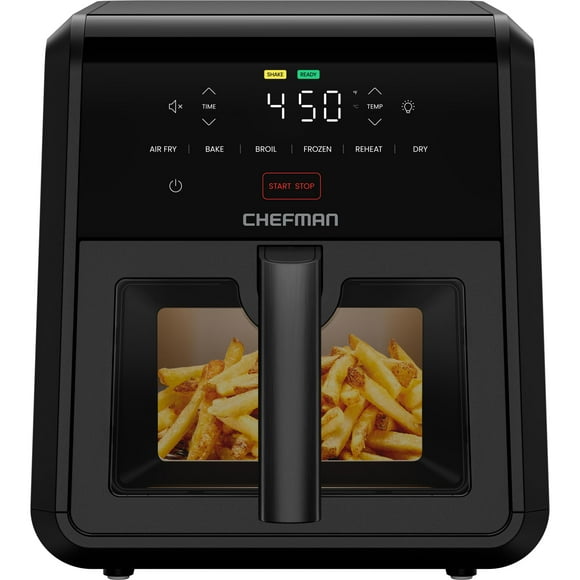 Chefman - Freidora de aire TurboFry de 7 cuartos de galón, 6 en 1 de alta potencia de 500 °F para resultados más crujientes, diseño compacto que ahorra espacio, freír al aire, hornear, asar