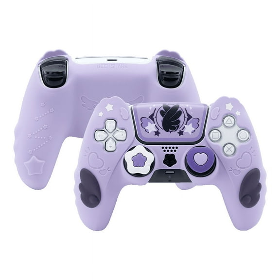 GeekShare Silicone Skin Cover Case for Playstation 5 DualSense Wireless Controller Kit Purple Star Wing