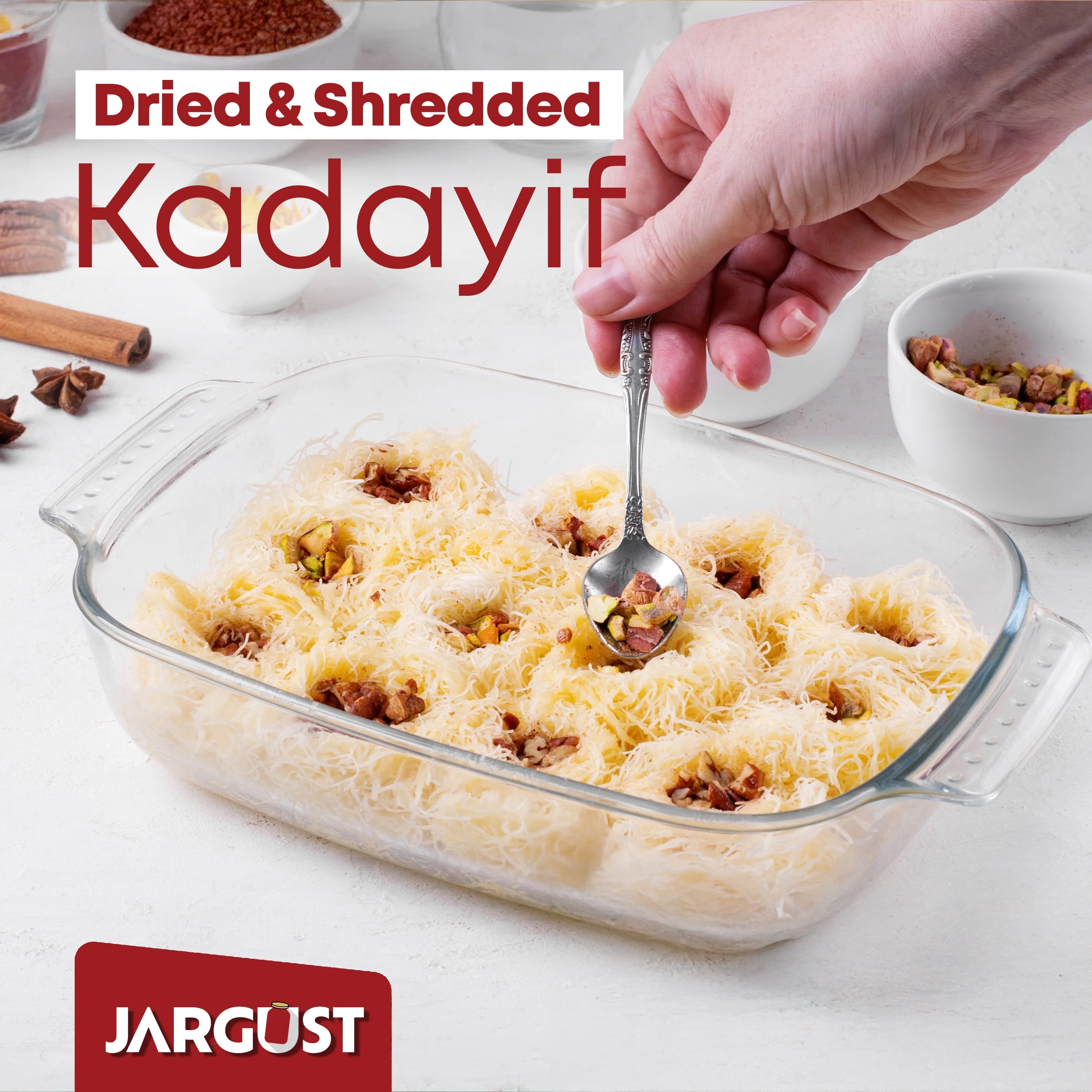 Jargust Bulk Dried & Shredded Kataifi, Shredded Fillo Dough, Pastry Dough, 4.5lb