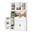 thumbnail image 6 of Walsunny Pantry Cabinet with Microwave Shelf Doors Drawer for Kitchen Storage 68" Tall Kitchen Food Cabinet Pantry Organizer Shelves Coffee Bar Cabinet with Hutch White, 6 of 9