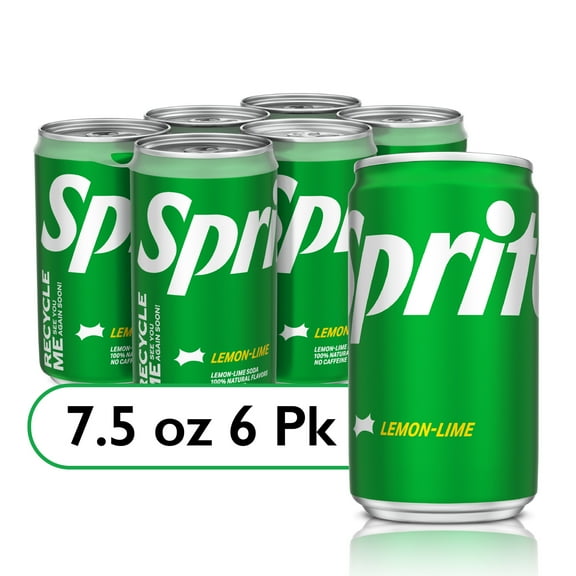 Sprite Lemon Lime Mini Soda Pop Soft Drink, 7.5 fl oz, 6 Pack Cans