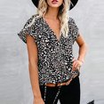 thumbnail image 2 of Ichuanyi Womens Tops, Women's Casual Floral Print V Neck Short Sleeve Shirts Tops Loose Blouses, 2 of 6