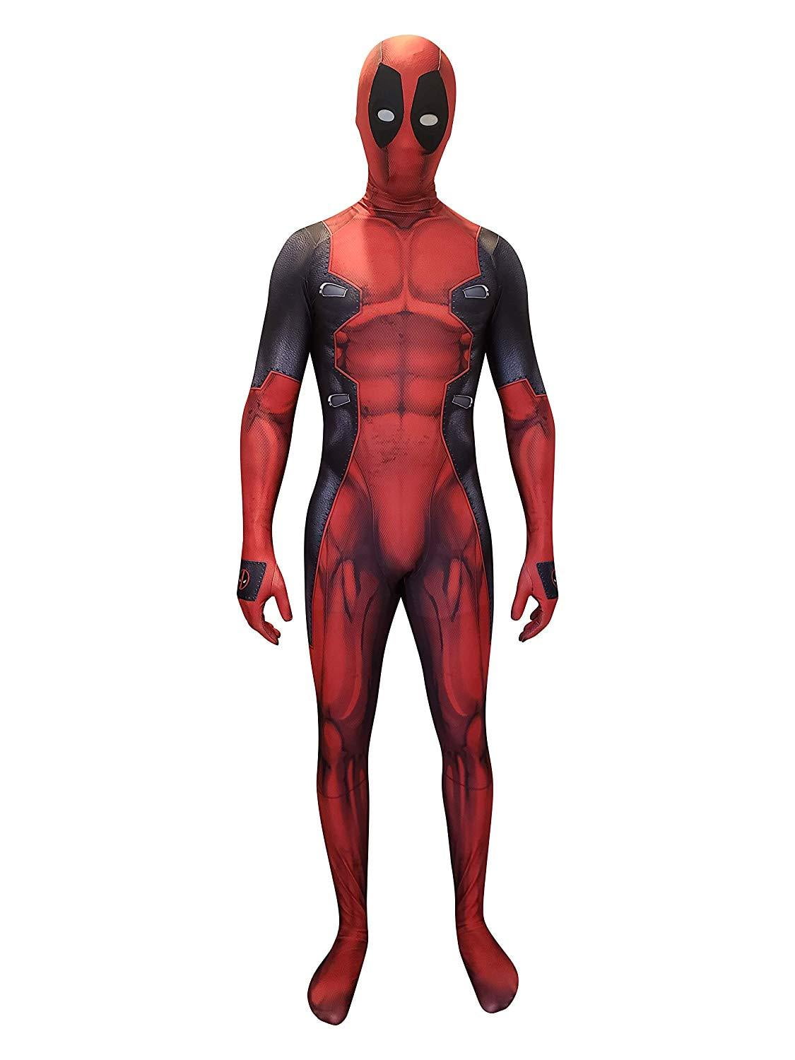 Men's Marvel Deadpool Costume Spandex Bodysuit Halloween Cosplay Zentai Suit