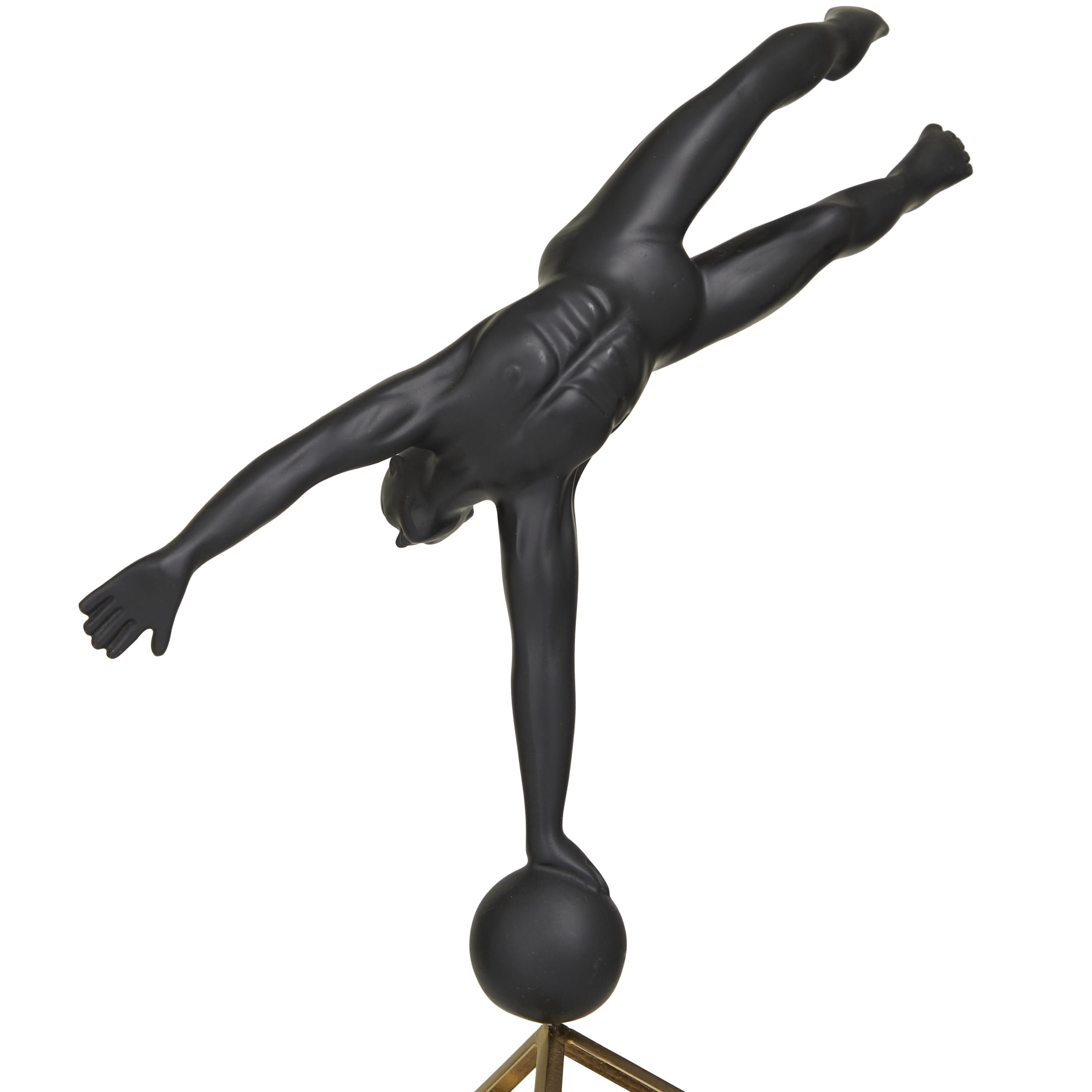 11" x 17" Black Marble Gymnast Sculpture with Gold Cube Base, by DecMode