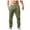 Army Green, variant on Men Casual Elastic Waistband Pocket Cotton Linen Trousers Solid Drawstring Pants