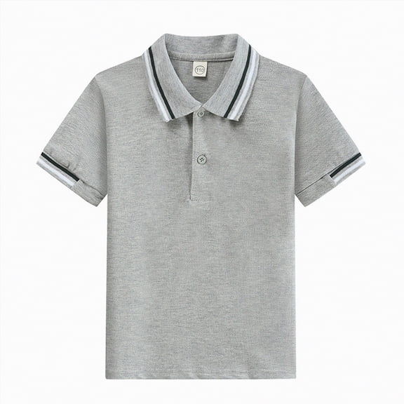 UngA Kids Boys Short Sleeve School Uniform String Polo Shirts Summer T Shirt for Toddler Kids (Grey,12-13 Years)