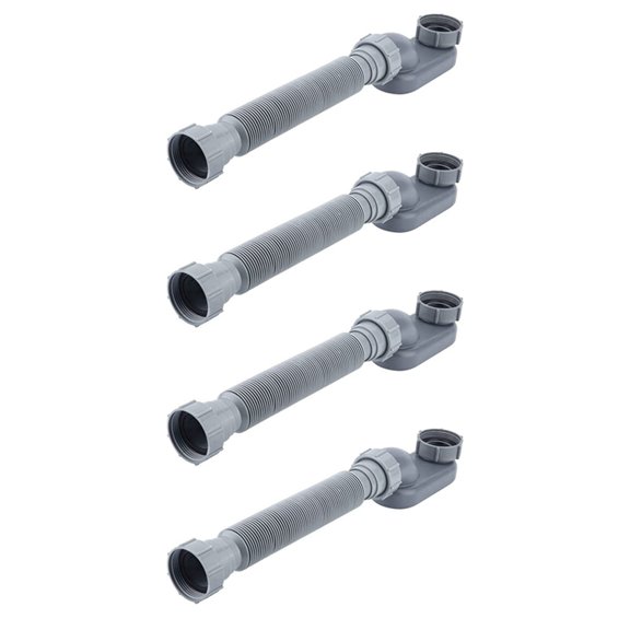 4X Low Profile 1 1/2 P Trap Flexible Bathtub Shower Drain Pipe Flat P Trap Free Standing Tub Drain for Bath Bathtub