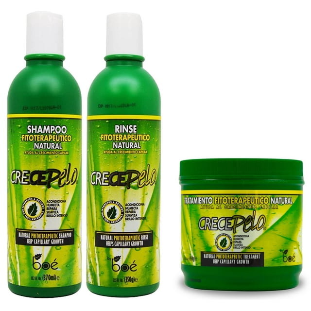 BOE Crece Pelo 3 en 1 Combo Set Champú Fitoterapeutico Enjuague Fitoterapeutico Tratamiento Fitoterapeutico