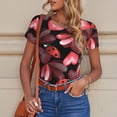 thumbnail image 6 of KLL Women 's Crew Neck Bodysuit Jumpsuits Ladybugs and Red Hearts Print Short onesies Stretch T Shirts, 6 of 7
