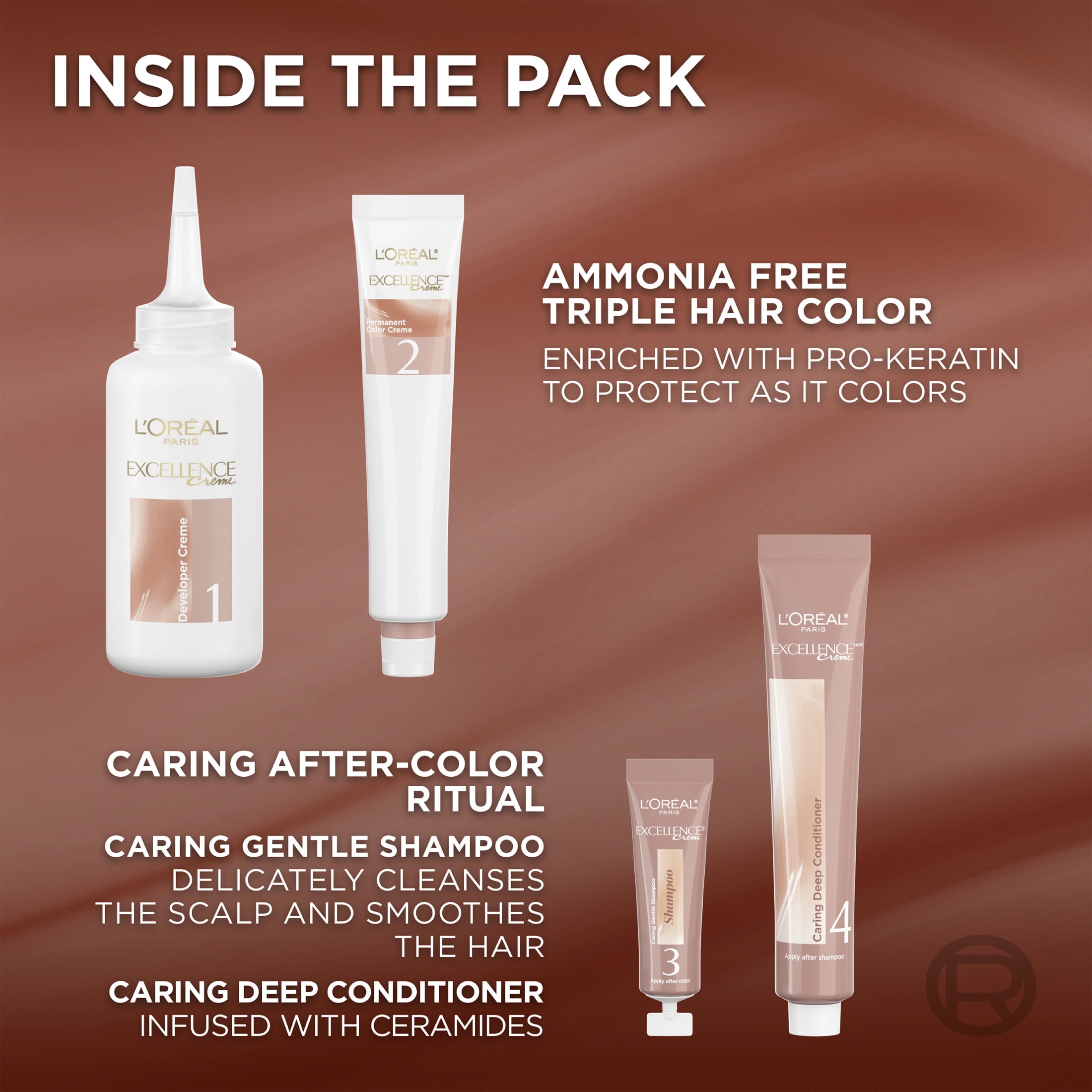 L'Oréal Paris Excellence Creme Permanent Triple Protection Hair Color for Adults, Core Natural Copper, 1 Kit