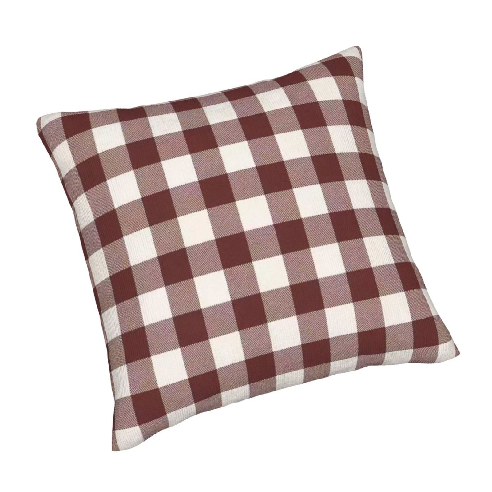 Aarocafa – Burgundy Gingham Pillow Cover Set (2-Pack) – Faux Linen Fabric, Rustic Farmhouse Decor for Sofa, Bedroom & Living Room – Size: 18x18in