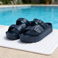 thumbnail image 4 of Litfun Slide Sandals for Women Thick Soles Summer Beach Sandals with Arch Support Platform Sandals with Adjustable Buckle, Navy, 4 of 6