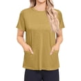 thumbnail image 6 of Domuza Women Post Surgery Shirts Comfy Adaptive Medical Short Sleeve Crew-Neck T Shirts Open Back Wear Sofy Solid Color Recovery Clothes with Pockets Khaki XL, 6 of 8