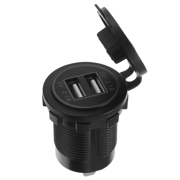 Motorcycle USB Charger for Phone with Dual USB Ports Waterproof Black Plastic Car Use 5.2V