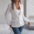thumbnail image 2 of Siilsaa Womens Blazer Women's Long Sleeve Classic Draped Open Front Lightweight Blazer White,S, 2 of 5