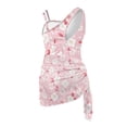 thumbnail image 5 of Tutolipy Girls One Piece Swimsuit with Cover Up Skirt Bathing Suit for Vacation Swimwear, Removable Bra Cutout One Shoulder with Mesh Cover Up 9-10 Years Old, 5 of 10