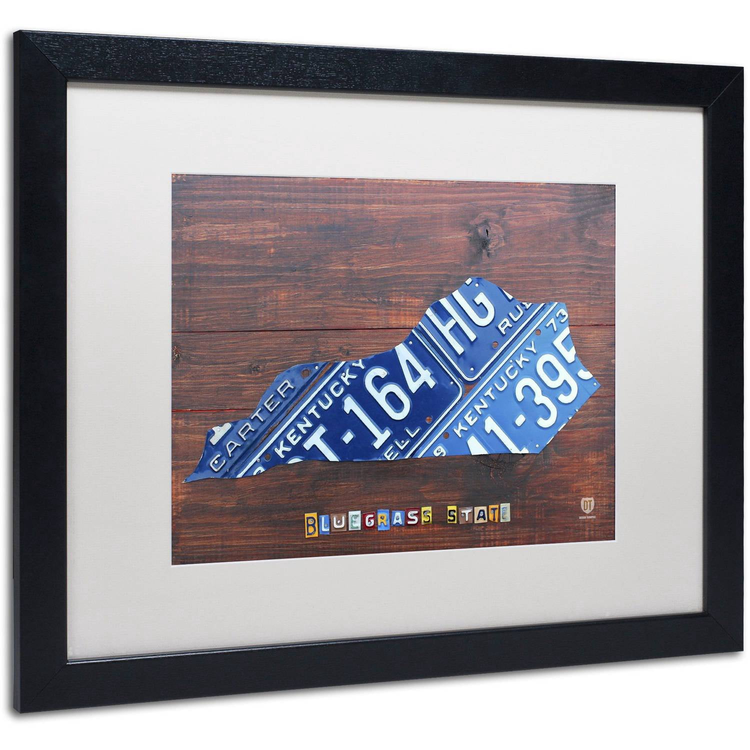 Trademark Fine Art 'Kentucky License Plate Map' Canvas Art by Design Turnpike, White Matte, Black Frame
