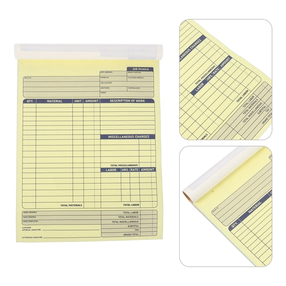 LOLIPPYY 2Pcs Small Business Invoice Book with Carbonless Copies for Accurate Work Order Recording