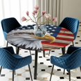 thumbnail image 5 of Elastic Fitted Round Tablecloth, American Flag Waterproof Stretch Table Cover for 55"-60" Tables, Eagle Blue Red USA Flag Vintage Washable Outdoor Tablecloths for Patio, Picnic, Camping, 5 of 9