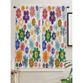 thumbnail image 5 of Retro Bohemia Floral Bathroom Window Curtain, Blue Purple Flowers Boho Style Beige Light Filtering Coffee Kitchen Curtains, Bedroom Living Room Curtains 2 Panel 84"x63", 5 of 6