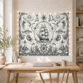 thumbnail image 5 of Intricate Sailing Ship on Pale Blue Background, Adventurous Vintage for Nautical Enthusiasts, Detailed Maritime Engraving Art, Housewarming Gift Tapestry Wall Hanging for Bedroom and Living Room, 5 of 7