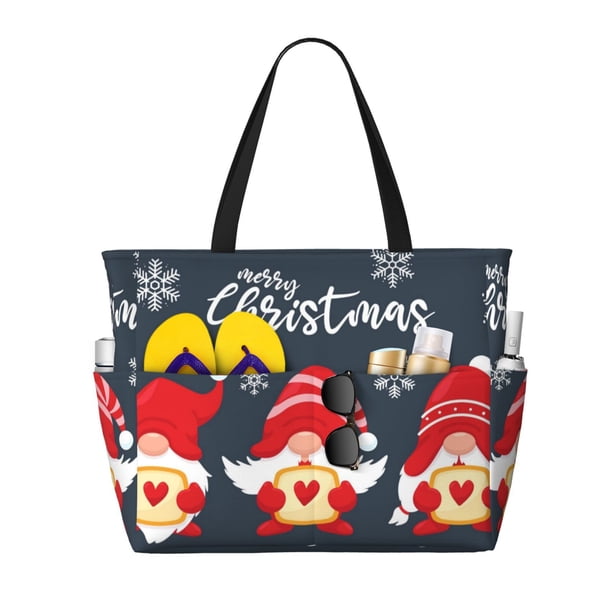 Fotbe Cute Christmas Gnomes (2) Bolsa de Viaje para Playa - Resistente al Agua, Bolsa Tote de Gran Capacidad y Ligera con 7 Bolsillos para Mujeres y Hombres