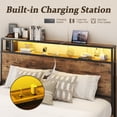 thumbnail image 6 of Fluest Queen Bed Frame with 2-Tier Storage Headboard, USB Port and LED Light, 4 Storage Drawers, Brown, 6 of 7
