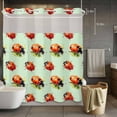 thumbnail image 5 of No Hook Shower Curtains with Snap-in Liner Set, Cute Ladybugs Waterproof Hotel Style Bathroom Shower Curtain, Spring Botanical Leaves Green Breathable Mesh Top Window Bath Curtains 66''x72'', 5 of 9
