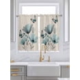 thumbnail image 2 of Turquoise Floral Tier Curtains 45 Inches Long, Spring Pastoral Flowers Butterfly Beige Window Treatment Curtain Drapes, Small Curtain Drapes for Bathroom Laundry Room, 27.5"x45", 2 Panels, 2 of 7