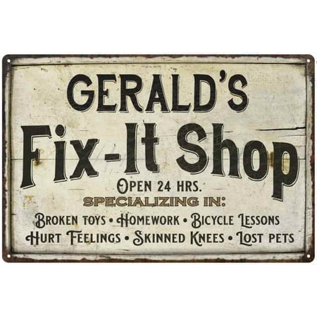 UPC 786359110606 product image for GERALD'S Fix-It Shop Sign Grandpa Dad Wall Décor Gift 8x12 Metal 208120006061 | upcitemdb.com