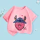 thumbnail image 3 of Camiseta de algodón con estampado de dibujos animados para niños y niñas de 1 a 9 años, ropa de verano para niños, camisetas de manga corta con cuello redondo de Disney, 3 of 5