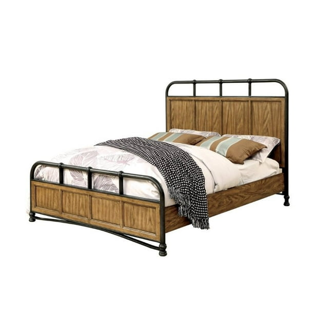 Furniture Of America Monica Wood California King Panel Bed In Dark Oak Com Furniture Of America Monica Wood, Oak California King Bed