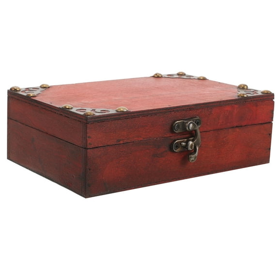 HEALEEP Small Brown Wooden Storage Box with Lid, Compact Organizer for Jewelry, Coins, Stamps, Books - 6.5x4.5x3 Inches
