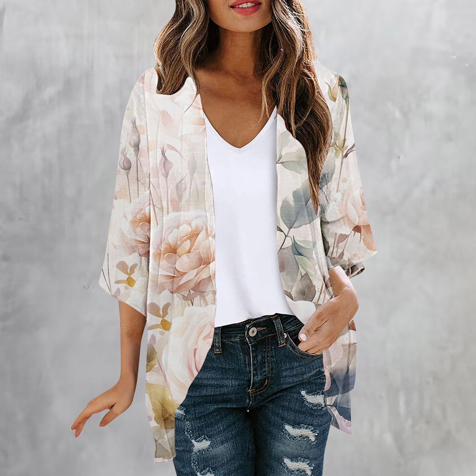 lcziwo 2024 Women Kimonos for Summer Womens Floral Print